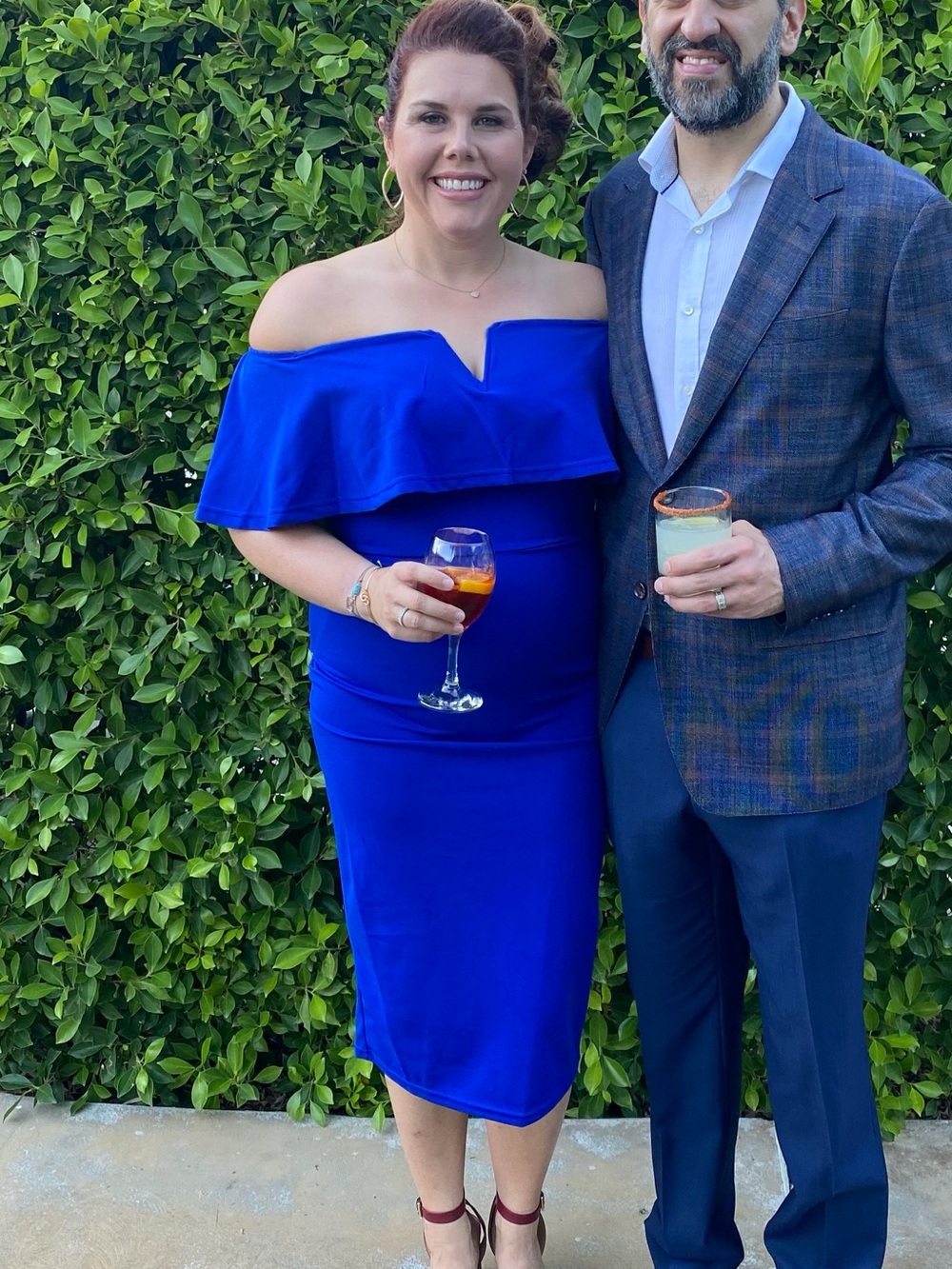 SHEIN One-Shoulder Royal Blue Ruffle Sheath Dress